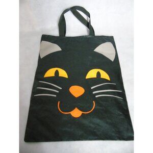 1980's Hallmark Cards Halloween Black Cat Bag Purse Black Handles Trick Or Treat